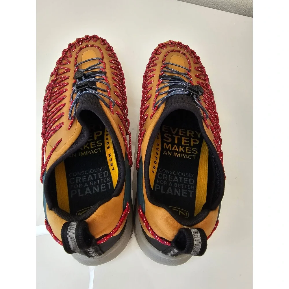KEEN Uneek SNK Mens Sneakers Tan Black Red Bungee Lace 1025439 Size 14